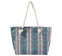Extra Large Canvas Flower Stripe Print Beach Bag for Women with Zipper Shopping Reusable Carrier Bags for Ladies Girls Summer Tote Bag Shoulder Bag