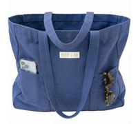 Extra Large Canvas Tote Bag - Utility with 2 Front Pockets and Laptop Sleeve, heavy duty everyday tote, Sapphire Blue, XL