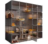 Extra Large Cat Cages Indoor, Double-Layer Cat House with Litter Box Furniture, Transparent Design, Easy Assembly, XXL Cat Cattery for Spacious Comfort