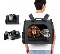 Extra Large Cat Carrier Backpack for 2 Cats, Large Cats & Small Dogs | Cat backpack,Horizontal soft-sided pet carrier with breathable mesh, reinforced base for vet visits, car rides and travel