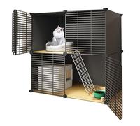 Extra Large Cat Enclosures Indoor Playpen with Removable Platform, Detachable for 1-2 Large Cats or 1-3 Small Cats, 147x49x109cm, 1.5cm Fence Spacing