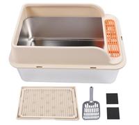 Extra Large Cat Litter Box, Stainless Steel Open Top Kitty Litter Pan, Splash Proof & Easy To Clean for Multiple Cats, Large Capacity with Leakproof Mat (Extra Large 32.7 X 24.4 X 31.5in)