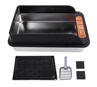 Extra Large Cat Litter Box, Stainless Steel Open Top Kitty Litter Pan with Leakproof Mat, Large Capacity Splash Proof Design for Multiple Cats Easy to Clean (Extra Large 32.7 X 24.4 X 31.5in)