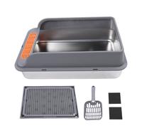 Extra Large Cat Litter Box, Stainless Steel Open Top Kitty Litter Pan with Leakproof Mat, Large Capacity Splash Proof Design for Multiple Cats Easy to Clean (Extra Large 32.7 X 24.4 X 31.5in)