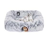 Extra Large Cat Tunnel Bed, 4 Ways Tunnels for Indoor Cats, Multi-cat Family Peekaboo Cave & Cat Bed, Plush Cat Donut with Washable Middle Mat, Exit Balls, Pet Play Toy for Kitten Puppy Rabbit