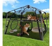Extra Large Catio Outdoor Cat Enclosure Rywell 2-Tier Cat Tent for Patio, Balcony, Indoor & Camping, Foldable Outdoor Cat Playpen with Windows, Weatherproof Sunproof (Carry Bag Included)