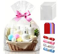 Extra Large Cellophane Bags for Gift Baskets,jumbo Transparent Hamper Bags,Huge Clear Cellophane Wrap for Gift Baskets Wrapping Plastic Clear Basket Bag for Present 100x75cm,5PCS