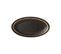 Extra Large Ceramic Serving Platter - Oval Porcelain Dinner Plates for Meat, Sushi, Appetizers - Elegant Gold Long Serving Dish for Parties & Daily Use