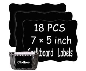 Extra Large Chalkboard Labels, Waterproof Adhesive Fancy Rectangles Chalkboard Stickers, Erasable & Reusable Black Board Sticker for Big Bins Boxes Jars Containers - 7'' X 5'' , Pack of 18