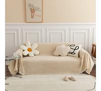 Extra Large Chenille Sofa Cover - Thick Anti-Scratch Wear-Resistant Protector for 3-Seater Corner Sofas - Decorative Throw Blanket for Living Room (180x340cm Beige)