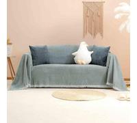Extra Large Chenille Throw Blanket for 4-Seater Sofa Cozy Couch Cover Soft Blanket for Sofa Bed & Couch Grey 180x130cm - Perfect for Home Décor