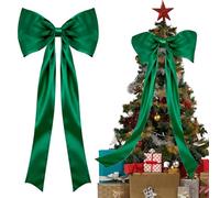 Extra Large Christmas Bow 48×115cm, Christmas Decorations, Giant Red Stain Bow for Large Tree Topper Ornament - Wreath for Indoor Outdoor Home Holiday (Dark Green)