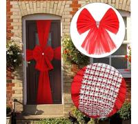 Extra Large Christmas Door Bow - Giant Festive Organza Ribbon for Front Door, Window & Wedding Decorations, Traditional Xmas Home Décor