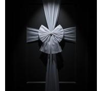 Extra Large Christmas Door Bow with LED Light-Luxury Giant Deluxe Fabric Ribbon for Wedding Entrance, Outdoor Front Door, Party Gifts, Festive Holiday & Traditional Decorations (Grey)