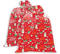 Extra Large Christmas Gift Bags, 2Pcs Jumbo Bicycle Gift Bags for Oversized Giant Huge Xmas Presents, 72"x60" Reusable Storage Plastic Bag Holiday Gift Wrapping Bags with Tag and String(Red+Gold)