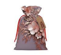 Extra Large Christmas Gift Bags with Tag Christmas Wrapping Bags Reusable Christmas Treats Bags Rose Elegant Decorative Floral Drawstring Xmas Goodie Bags Party Favor Bags for Holiday Winter Medium