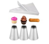 Extra Large Churro Piping Bags and Nozzles,3 French Star Piping Tips for Eclairs & 20 Disposable Pastry Bags 18 inch