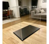 Extra Large Clear Acrylic Display Case, Rectangular Dustproof Desktop Decoration Box, Customizable Collectible Organizer with Black Base(L25xW25xH15cm/10x10x6")