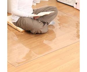 Extra Large Clear Vinyl Floor Mat - 2mm Thick Slip-Proof Carpet Protector with Double-Sided Adhesive Spots Ideal for Dining & Living Rooms Rectangle Shape& Easy to Clean
