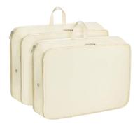 Extra Large Compression Packing Cubes for Travel Essentials, 2 Pack Expandable Travel Cubes for Packing Bags Suitcase Organizer, Beige