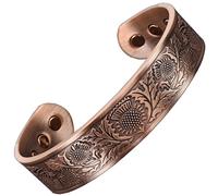 Extra Large Copper Magnetic Bracelet Men Pure Copper Wristband 6 Neodymium Magnets, Adjustable, Scottish Thistle-ST (XL: Wrist 22-24cm/8.6-9.5”)