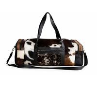 Extra Large Cowhide Leather Duffel Bag - Genuine Hair-On Hide Duffle, Handmade Travel Weekender for Men & Women, Overnight Bag with Shoulder Strap, Tricolor