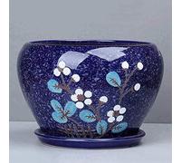 Extra Large Creative Printing Ceramic Flower Pots Multicolor Marble Pattern Plant Potss Indoor Seeder Ceramic Plant Pots Nordic Style Straight with Drip Tray Pots Gardening Christmas Decora (Medium