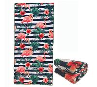 Extra Large Cute Black and White Stripe Flamingo Beach Towels for Adult, Big Oversized Thick Microfiber Terry Cloth Sandproof Quick Dry 30 x 60