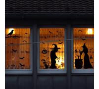 Extra Large Dark Witch Halloween Window Stickers, Gothic Cauldron Brew Scene for Haunted House Party Horrifying Decor