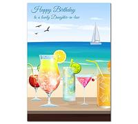 Extra Large Daughter-in-law Birthday Card - XL Big thick A4 size - Special Beautiful Greeting for Women Her Female - Cocktails Drink Beach Bar Cool Art - Nice Huge Happy Wishes - UK Eco-Friendly