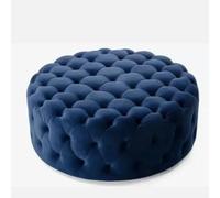 Extra Large Deep Buttons Chesterfield Coffee Table Ottoman Foot Rest Upholstered Ottoman for Living Room Bedroom, Blue