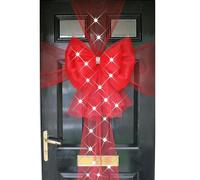 Extra Large Deluxe Fabric Door Bow & Ribbon Kit with LED Christmas Front Door Window Decoration Wrapping Wreath Bow Xmas Wedding Birthday Party Baby Shower Red