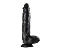 Extra Large Dildo Real Feel Realistic Strong Suction Cup Cock Plug Big Anal G Spot Vagina BDSM Stimulation Thrusting for Women (Black, 12.4inch Huge Dildo 009)