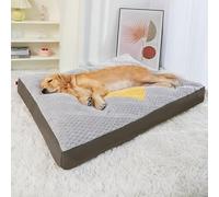 Extra Large Dog Bed for Anxiety Relief, Plush Calming Pet Cushion with Removable Cover, Fluffy Mattress for Crate, Anti-Slip Bottom, 100x75x11cm, Coffee Color
