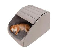 Extra Large Dog Bed House, Cozy Dog House Indoor, Plush Dog Cave Bed Crate Cushion with Non-Slip Bottom for Medium Large Dogs (Grey, XL)