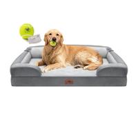 Extra Large Dog Bed, Orthopedic XL Washable Memory Foam Bed for Large Dogs, Waterproof Pet Couch Sofa Bolster with Removable Cover, Non-Slip Bottom, Tennis Ball Toy