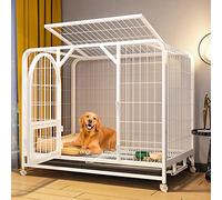 Extra Large Dog Crate with Locking Door and Wheels, Heavy-Duty Stainless Steel Construction, Removable Tray for Easy Cleaning, Ideal for Large Dogs, Pet Safe and Durable