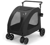 Extra Large Dog Stroller - Adjustable Handles,Lightweight Folding Pet Stroller,All-Terrain 4 Wheel for 2 Medium Dogs,Dual Entry Safety Dog Stroller,Capacity 150 Lbs (black)