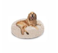 Extra Large Donut Calming Dog Beds, Orthopedic Dog Cat Pet Bed Anxiety Relief, Pet Crate Mattress Washable for Large Labrador, German Shepherd (100x100x20cm,Off-White)