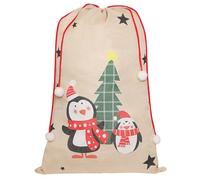 Extra Large Drawstring Christmas Sack - Jumbo Gift Bag Tie-Up (Penguin)
