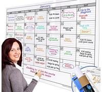 Dry Erase Monthly Extra Large White board Calendar for Wall, 38" by 50", Jumbo Laminated Erasable One Month Whiteboard Calendar, Huge Oversized Blank 30-Day Poster with Lines and Squares (non-magnetic