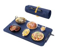 Extra-Large Electric Warming Tray - 3 Temp Levels Food Warmer, Foldable Silicone Heating Tray with Child Safety Lock, Auto-Shutoff, Full Surface Heating Food Warming Mat for Gatherings, Parties
