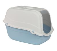 Extra Large Enclosed Cat Litter Tray with Hood Filter and Scoop - Blue & White