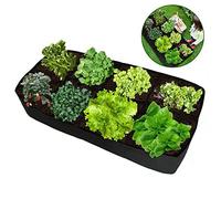 Extra Large Fabric Raised Bed Garden Plant Flower Grow Bag,180x90x30cm Vegetable Planting Bag, Outdoor Garden Raised Bed Planters 8 Grids Fabric Grow Bags for Vegetables Plants Flowers Herbs (Black)