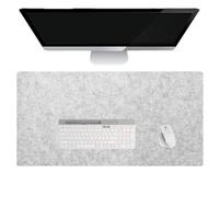 Extra Large Felt Desk Pad, Non-Slip Desk Mat Protector for Keyboard Mouse, Soft Durable Water-Resistant Scratch-Proof Office Desk Cover for Home Work (Light Grey,100x50cm)
