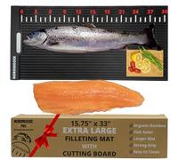 Extra Large Fish Fillet Mat with Ruler Decal, 33"x15.75", Portable and Grippy Fish Cleaning Mat with Bamboo Fish Cutting Board Area-Ideal Fish Fillet Board for Bait Cutting, Filleting, and Descaling