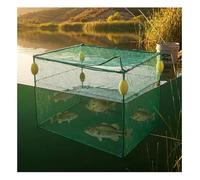 Extra Large Fishing Net Cage Floating Fish Basket - Plastic Steel Frame - Zippered Top Cover - Keeps The Fish Alive for Shore, Boat & Dock(64x64x64cm)