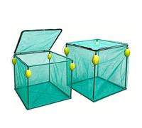 Extra-Large Floating Fish Cage, Constructed With Nylon Netting And A Plastic-coated Steel Frame, Suitable For Use From Shore, Boats, Or Docks