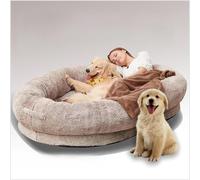 Extra Large Fluffy Bed for Ultimate Comfort, Soft Faux Fur Beanbag with Waterproof Washable Cover for Giant Dogs and Adults