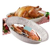 Extra Large Foil Turkey Roasting Tray - Large Oval Disposable Oven Tin - Size 46cm x 34cm x 8.7cm - Roaster for Meat Joints, Veg, Baking, Catering, Buffet Food - Foil Baking Tray